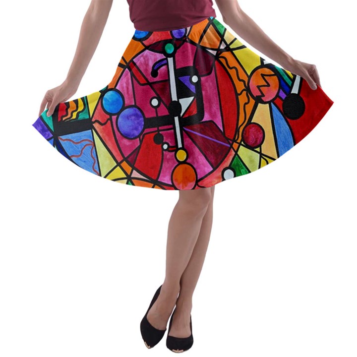 Arcturian Divine Order Grid - A-line Skater Skirt