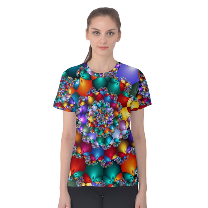 Rainbow Spiral Beads Women s Cotton Tee