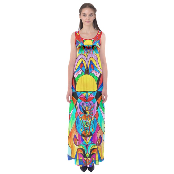 Arcturian Metamorphosis Grid - Empire Waist Maxi Dress