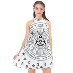 Witchcraft Symbols  Halter Neckline Chiffon Dress  by Valentinaart