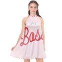 Girl Boss Pink Red Blue Sexy Halter Neckline Chiffon Dress  View1