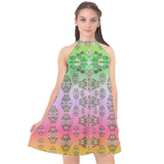 Summer Bloom In Festive Mood Halter Neckline Chiffon Dress  by pepitasart