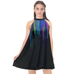 Rain Color Paint Rainbow Halter Neckline Chiffon Dress  by Mariart