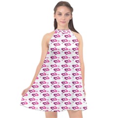 Heart Love Pink Purple Halter Neckline Chiffon Dress  by Mariart