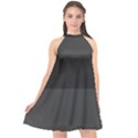 Gray and Black Thick Stripes Halter Neckline Chiffon Dress  View1