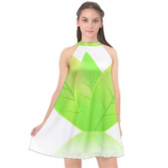 Leaves Green Nature Reflection Halter Neckline Chiffon Dress  by Nexatart