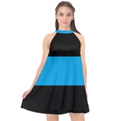 Tomboy Playboy Flag Blue Black Mline Halter Neckline Chiffon Dress  by Mariart