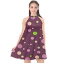 Decorative dots pattern Halter Neckline Chiffon Dress  View1