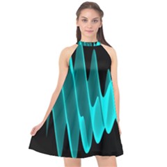 Wave Pattern Vector Design Halter Neckline Chiffon Dress  by Nexatart