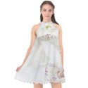 Orchids Flowers White Background Halter Neckline Chiffon Dress  View1