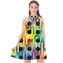 Watermark Circles Squares Polka Dots Rainbow Plaid Halter Neckline Chiffon Dress  View1