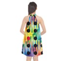 Watermark Circles Squares Polka Dots Rainbow Plaid Halter Neckline Chiffon Dress  View2