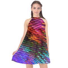 Rainbow Shake Light Line Halter Neckline Chiffon Dress  by Mariart