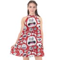 Another Monster Pattern Halter Neckline Chiffon Dress  View1