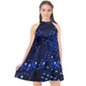 Blue Circuit Technology Image Halter Neckline Chiffon Dress  View1