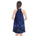 Blue Circuit Technology Image Halter Neckline Chiffon Dress  View2