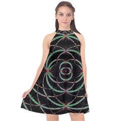 Abstract Spider Web Halter Neckline Chiffon Dress  by BangZart