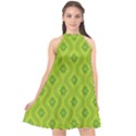 Decorative green pattern background  Halter Neckline Chiffon Dress  View1