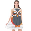 Owl Logo Halter Neckline Chiffon Dress  View1