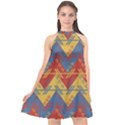 Aztec South American Pattern Zig Halter Neckline Chiffon Dress  View1