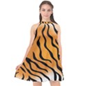 Tiger Skin Pattern Halter Neckline Chiffon Dress  View1