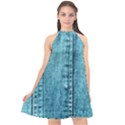 Denim Jeans Fabric Texture Halter Neckline Chiffon Dress  View1