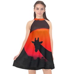 Giraffe  Halter Neckline Chiffon Dress  by Valentinaart