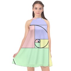 Golden Spiral Logarithmic Color Halter Neckline Chiffon Dress  by Mariart