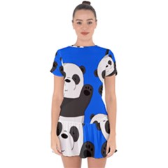 Cute Pandas Drop Hem Mini Chiffon Dress by Valentinaart