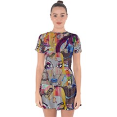 Graffiti Mural Street Art Painting Drop Hem Mini Chiffon Dress by BangZart