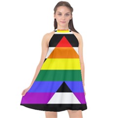 Straight Ally Flag Halter Neckline Chiffon Dress  by Valentinaart