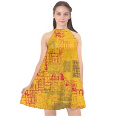 Abstract Art Halter Neckline Chiffon Dress  by ValentinaDesign