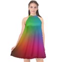 Bright Lines Resolution Image Wallpaper Rainbow Halter Neckline Chiffon Dress  View1