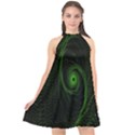 Space Green Hypnotizing Tunnel Animation Hole Polka Green Halter Neckline Chiffon Dress  View1