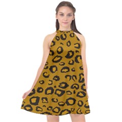 Golden Leopard Halter Neckline Chiffon Dress  by TRENDYcouture