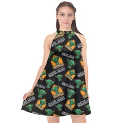 Halloween Ghoul Zone Icreate Halter Neckline Chiffon Dress  by iCreate