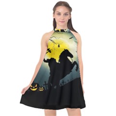 Headless Horseman Halter Neckline Chiffon Dress  by Valentinaart