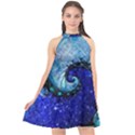 Nocturne of Scorpio, a Fractal Spiral Painting Halter Neckline Chiffon Dress  View1