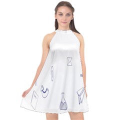 Formulas Laboratories Formulas Mathematics Chemistry Blue Halter Neckline Chiffon Dress  by Mariart