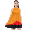 Mountains Natural Orange Red Black Halter Neckline Chiffon Dress  View1