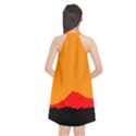 Mountains Natural Orange Red Black Halter Neckline Chiffon Dress  View2