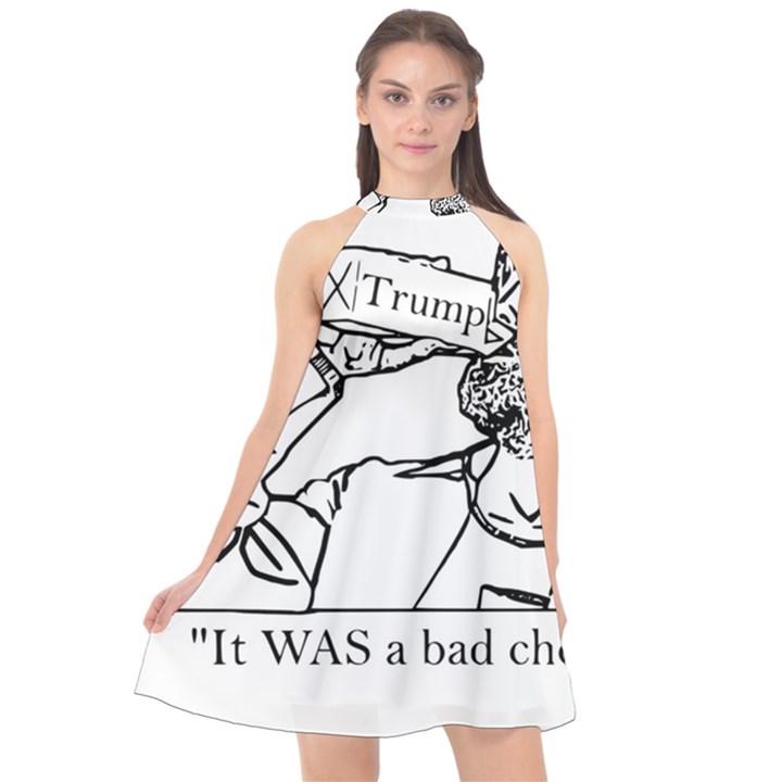 Trump Novelty Design Halter Neckline Chiffon Dress 