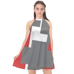 Cross Abstract Shape Line Halter Neckline Chiffon Dress  by Celenk