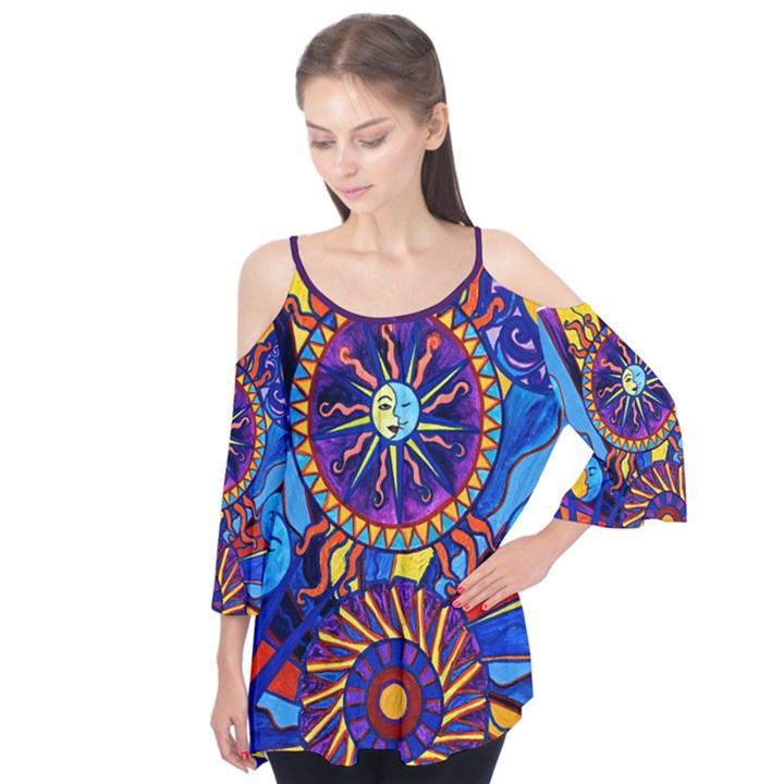 Sun and Moon - Flutter Sleeve Tee 