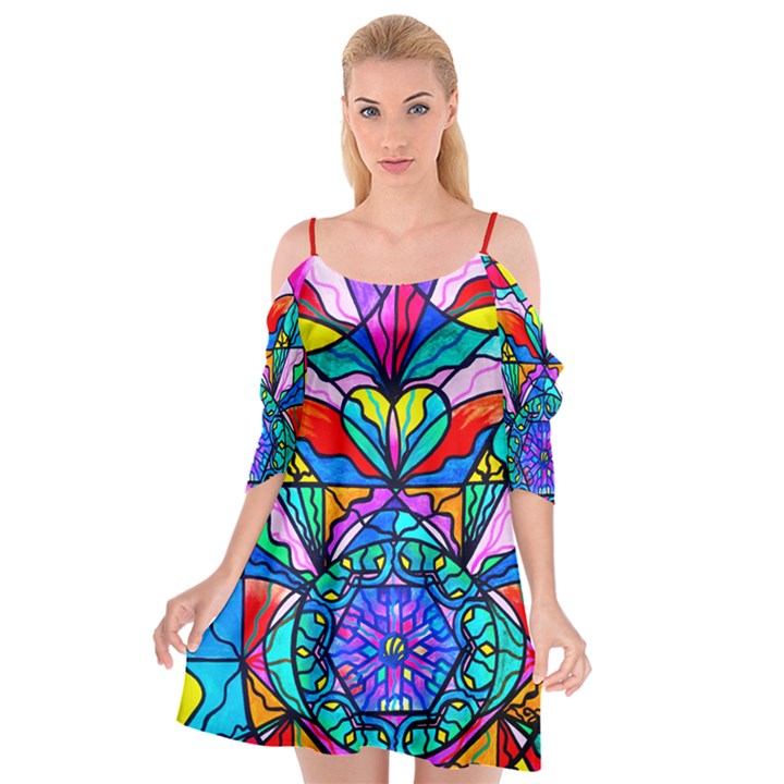 Heart Chakra Anahata - Cutout Spaghetti Strap Chiffon Dress