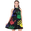 Handprints Hand Print Colourful Halter Neckline Chiffon Dress  View1