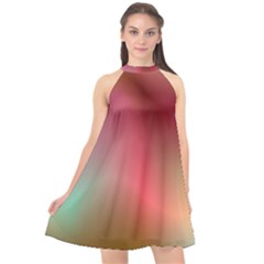 Colorful Colors Wave Gradient Halter Neckline Chiffon Dress  by BangZart