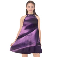 Shiny Purple Silk Royalty Halter Neckline Chiffon Dress  by BangZart