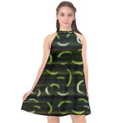 Abstract Dark Blur Texture Halter Neckline Chiffon Dress  by dflcprints