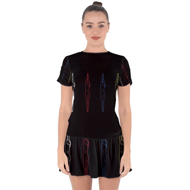 Arctic Monkeys Drop Hem Mini Chiffon Dress